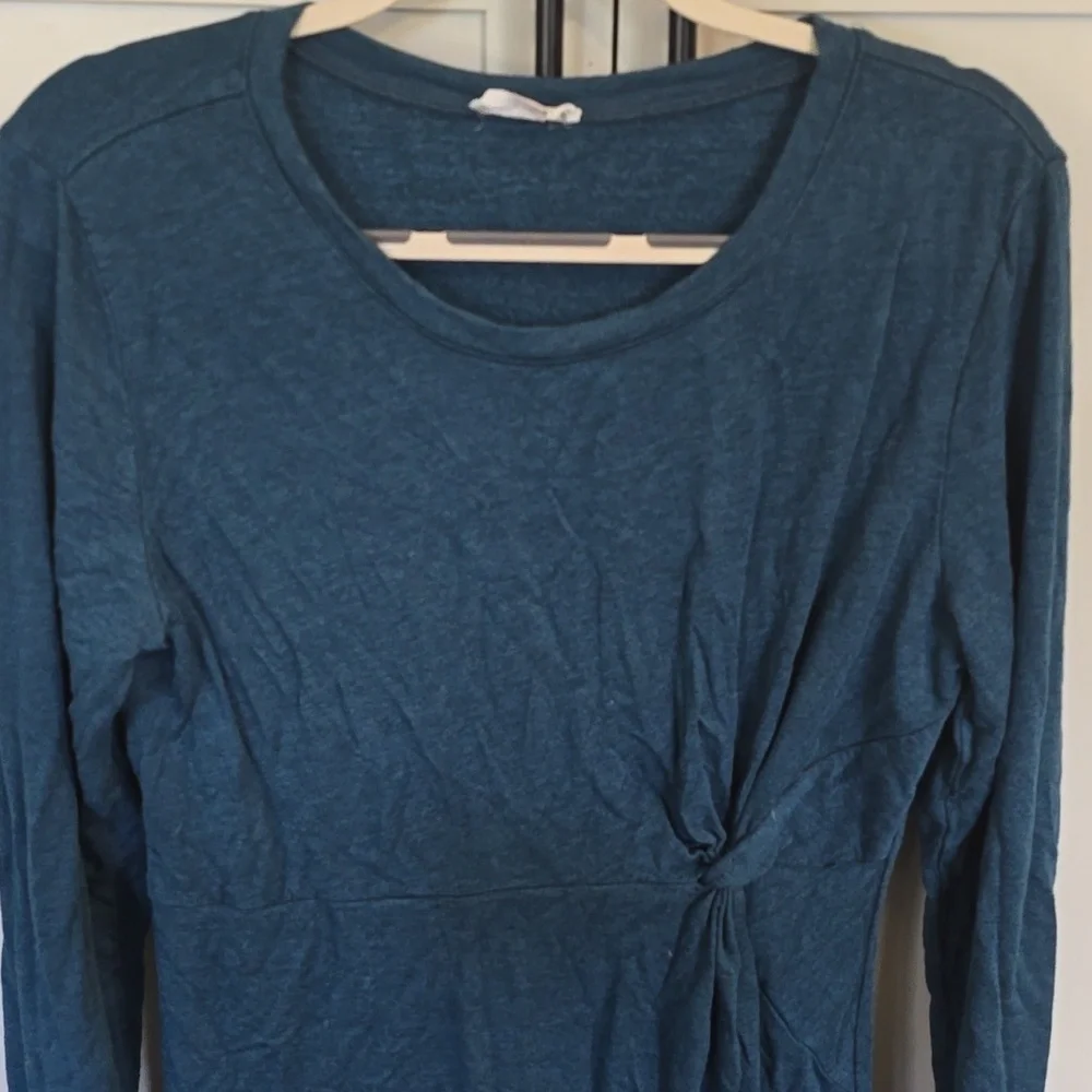 LOFT Lounge Blue/Green Long Sleeve Sheath Dress LARGE - Picture 3 of 3
